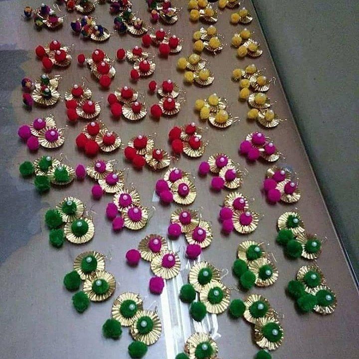 Pom pom earrings uploaded by Nishi_jewels_and_decors on 12/6/2020