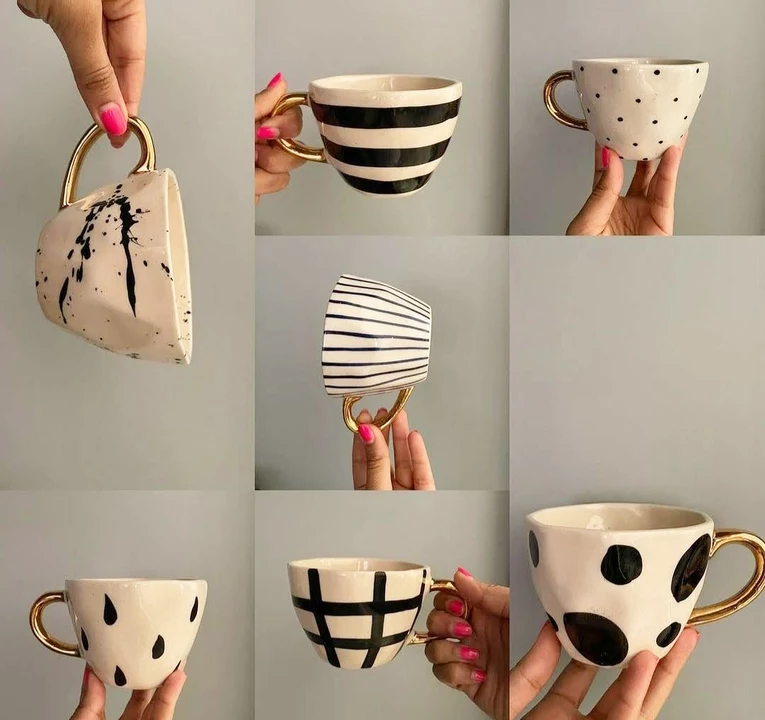 Golden handle ceramic mugs  uploaded by Uk CRAFT on 9/1/2022