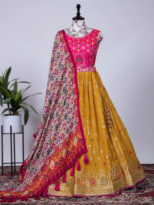 Post image I want 1-10 pieces of Lehenga at a total order value of 3500. Please send me price if you have this available.