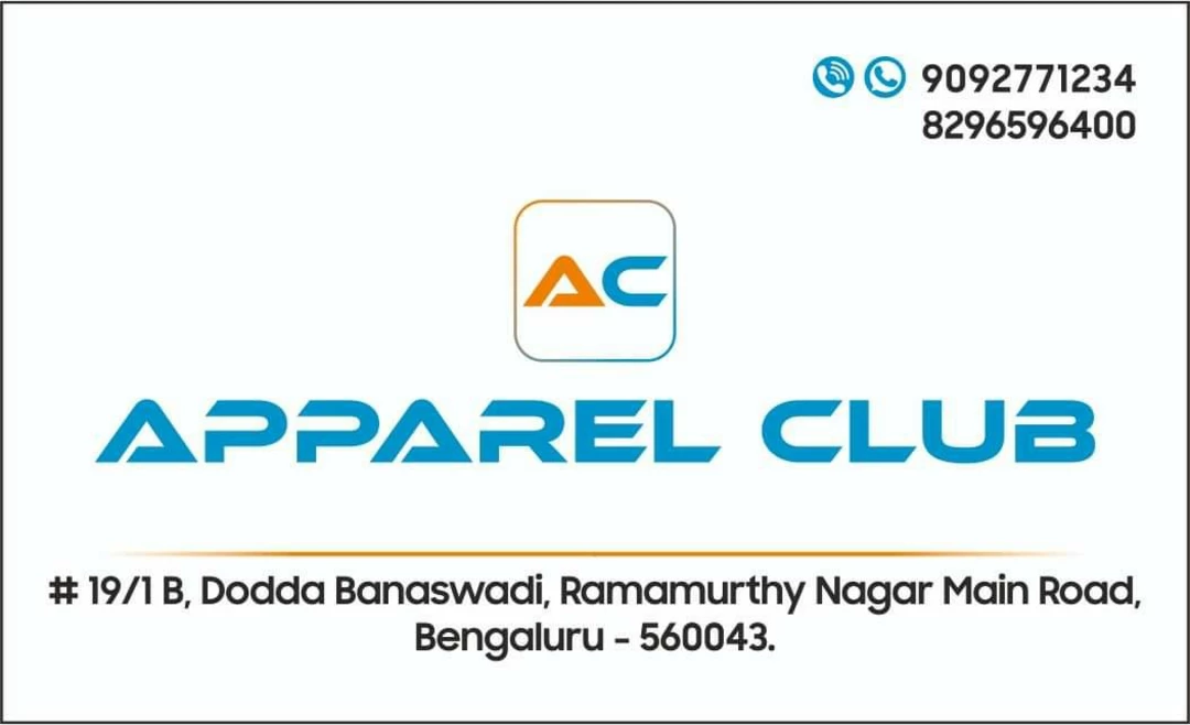 Visiting card store images of Apparel Club