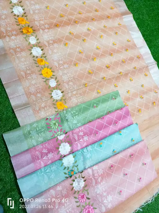 Rainbow tissue patta jaal embroidery design  uploaded by Nasim Saree Creation on 9/2/2022