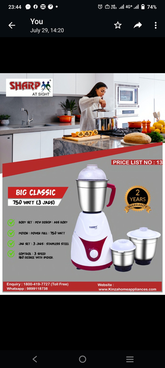 Sharp Big classic 750watt   uploaded by Kinza home appliances on 9/2/2022