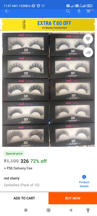 Red cherry Premium Eye-Lash (Pack of 10)  uploaded by business on 9/3/2022