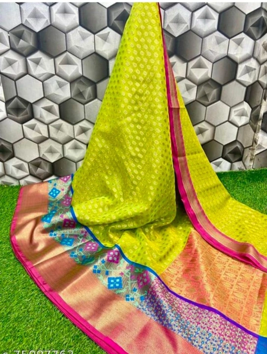  parrot colour saree Banarasi  uploaded by business on 9/3/2022