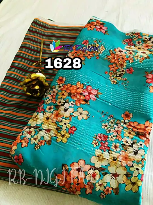 Post image *RB-DIGITAL**THE NAME YOU CAN TRUST*Presenting..*SPECIAL FESTIVE COLLECTION ON PURE GEORGETTE*An ultimate rich georgette mix n match combos.. 
A heavy Thread Sequence full work with digital print on top paired with digitally printed bottom..Fabric - Pure Georgette 2*2 combo
Width - 44"🌹Top - 2.5 mtr (Thread Sequence Work + Print)🌹Bottom - 2.5 mtr (Only Print)~🌹old Price - 950/- Shipping extra.👍🏻~Now Price - 799/- shipping bhi free 😀😀🥳🤑💫 Slight color change may be possible due to light effect 💫