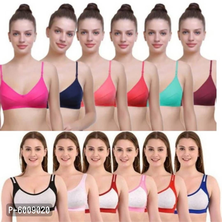 *COMBO OF 12 NON PADDED DOUBLE LAYER CUP SPORTS and REGULAR BRA uploaded by business on 9/3/2022