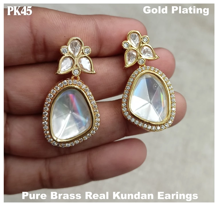 Most exclusive running design uncut real polki Kundan earrings high gold plating latest design uploaded by Avighna Fashion Jewellery on 9/3/2022