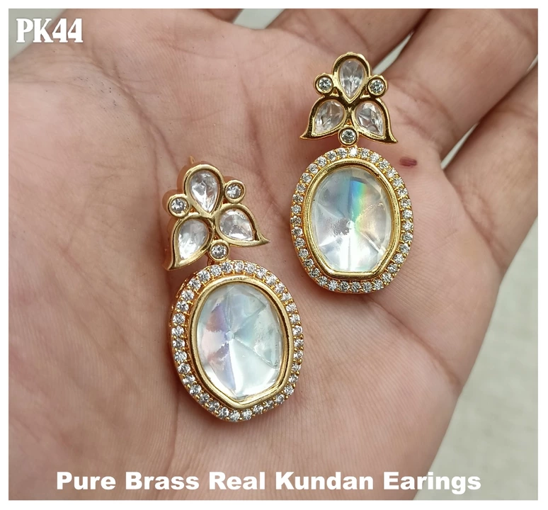 Most exclusive running design uncut real polki Kundan earrings high gold plating latest design uploaded by business on 9/3/2022