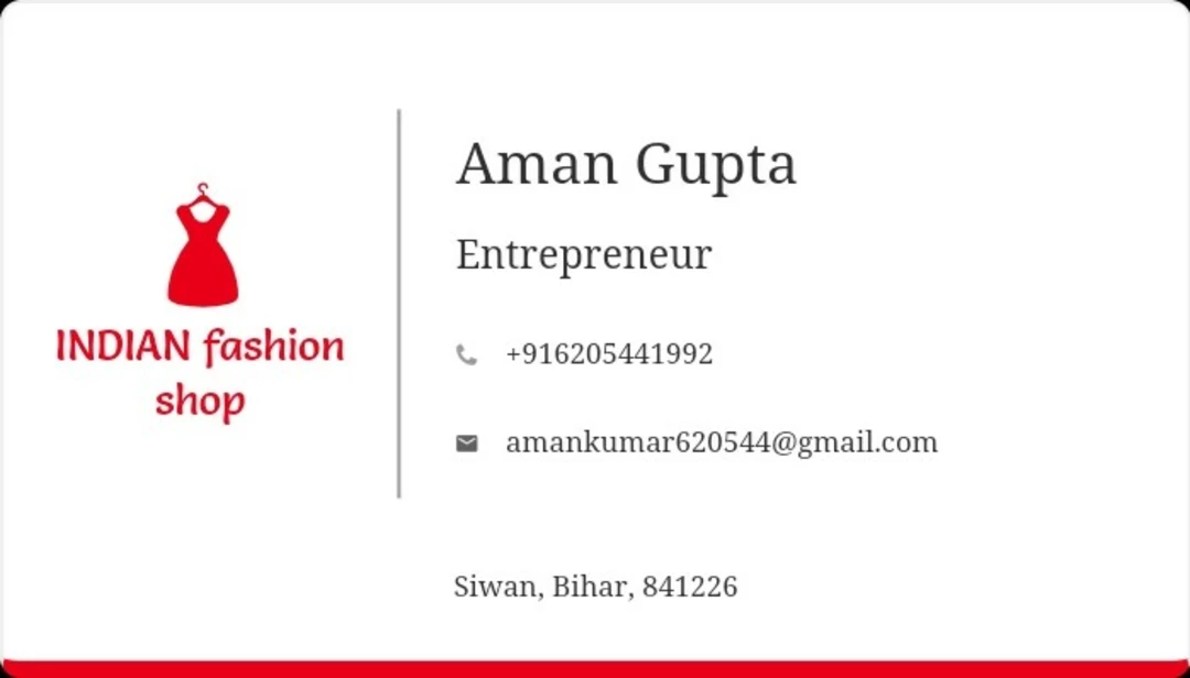 Visiting card store images of Indian fashion shop 