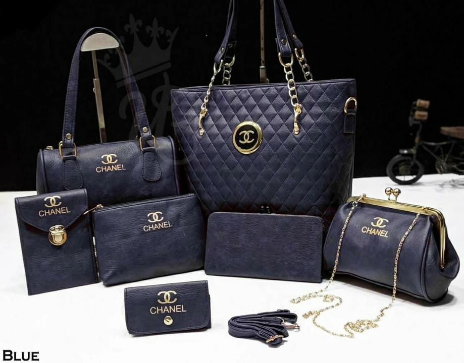Post image *CHANEL 7 Pieces EXTREME COMBO*
*1 Big Handbag With Dual Partition and Full QUILT Work Size 12/14 Approx**1 Small Duffle**1 Wallet With Chain**1 Fancy Clutch with Chain**1 Mobile Sling**1 POUCH with Chain**1 Card Holder*
*Price rs only 1100 freeship**Combo Weight 1kg 400 Gms*
*
