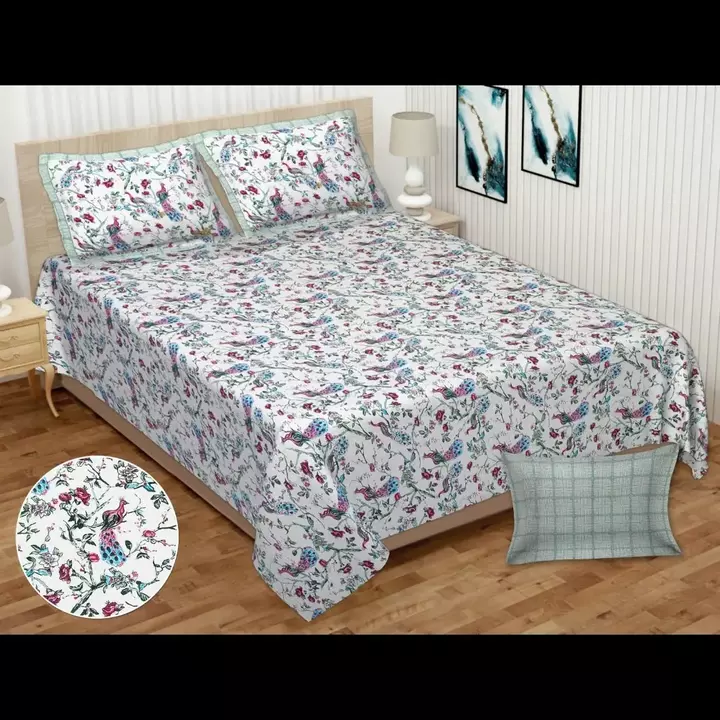Double bed bedsheet with pillow cover uploaded by Mehta trading on 9/3/2022