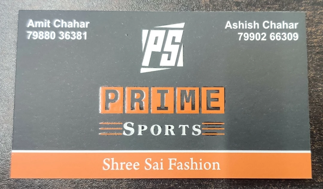 Visiting card store images of PRIME SPORTS AND FASHION STORE