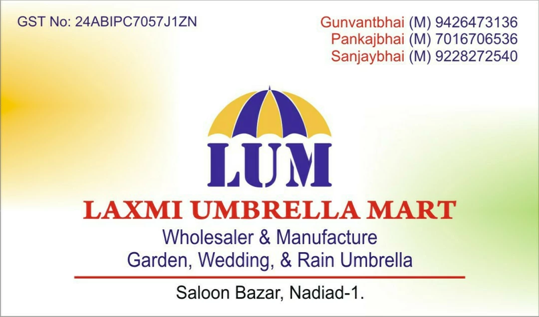 Visiting card store images of Umbrella manufacturing