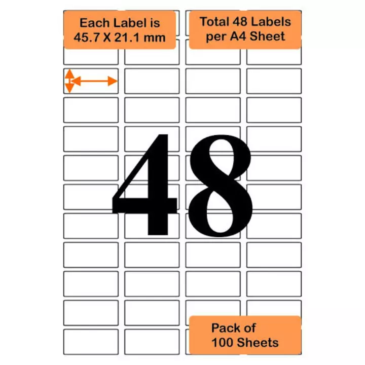 Oddy A4 Self Adhesive Paper Label Stickers for Laser & Inkjet Printers - 48Labels per Sheet  uploaded by business on 9/3/2022