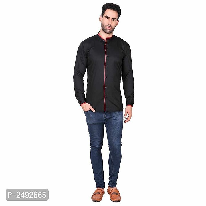 Black Cotton Long Sleeves  Slim Fit Casual Shirt uploaded by business on 12/8/2020