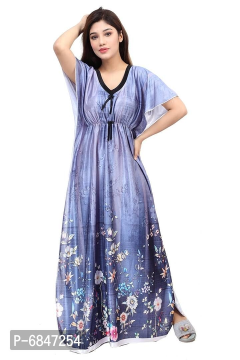 Post image Stylish Fancy Satin Silk Geometric Printed Maxi Kaftan Nighty Gown For Women Pack Of 1
 Color: Blue
 Fabric: Satin
 Type: Nightdress
 Style: Printed
Bust: 36.0 - 44.0 (in inches)
Waist: 36.0 - 44.0 (in inches)
Within 6-8 business days However, to find out an actual date of delivery, please enter your pin code.
Cotton Regular Nighty, Lenght : Full Length, Sizes : Free Size (Fit For Upto 2XL), Nighty, Nightdress, Womens Long Nighty, Cotton Nighty, We Try To Give Softest Fabric Available On Earth For Nighty With Right Amount And Right Description Of Products, Care Instructions: Machine Wash