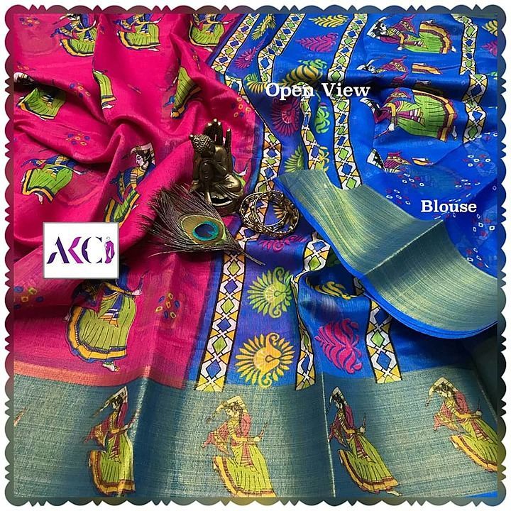 Premium quality Linen silk with Prints all over saree  and grand pallu very soft comfy  uploaded by business on 12/8/2020