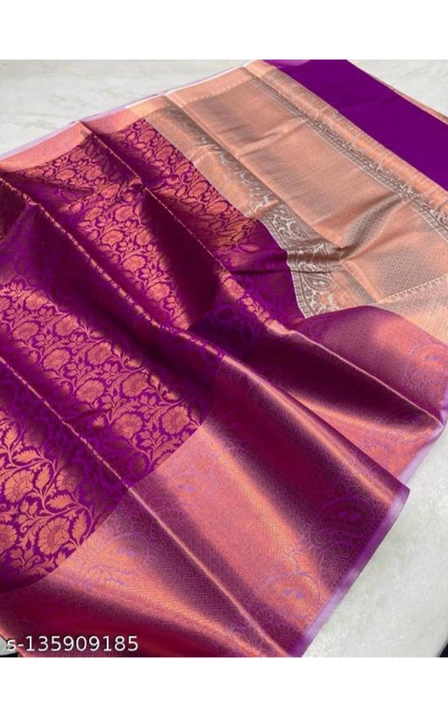 Kanjivaram copper Zari saree colour purple uploaded by business on 9/4/2022
