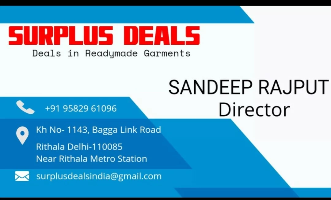 Visiting card store images of Surplus deal rithala