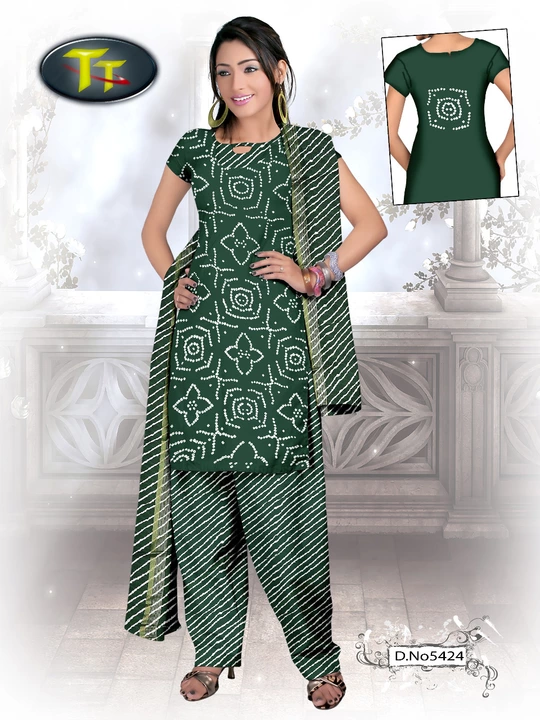 *DRESS COTTON SATIN TOP BANDHEJ WITH LEHRIYA SALWAR DUPATTO*

*TOP.   2.50 MTR*

*SALWAR.   2.25 MTR uploaded by Kutch King Handicrafts on 9/4/2022