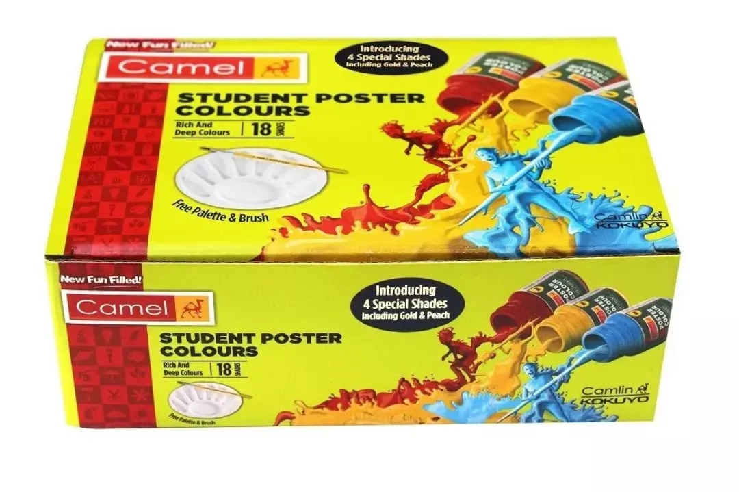 Camel Student Poster Colours, 18 Shade In 10ml bottle With Free Palatte And Brush, Pack of 10 uploaded by Royal Mobile And Stationary  on 9/4/2022