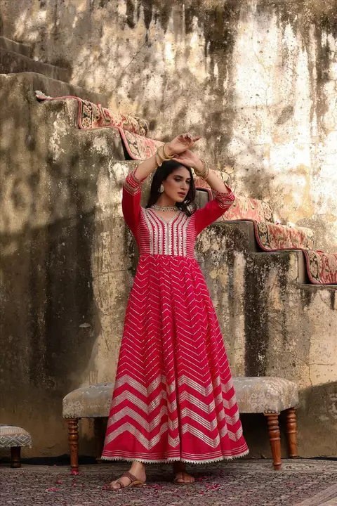 Product image with ID: coral-mul-cotton-gota-anarkali-83ca8301