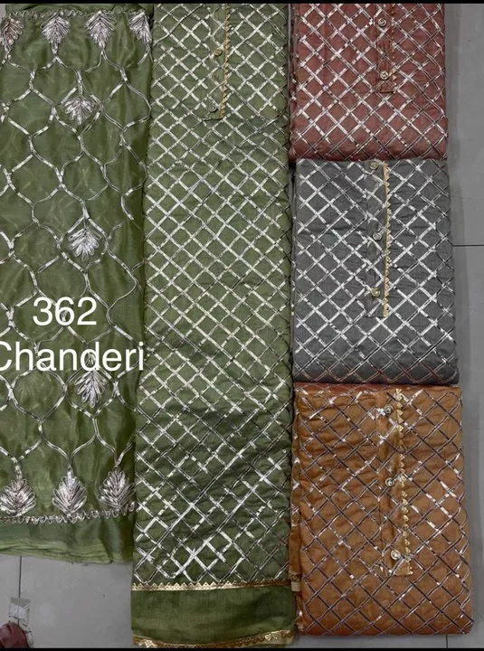 Chanderi suit  with inner with gota embroidery  uploaded by Al haram cloth emporium on 9/5/2022