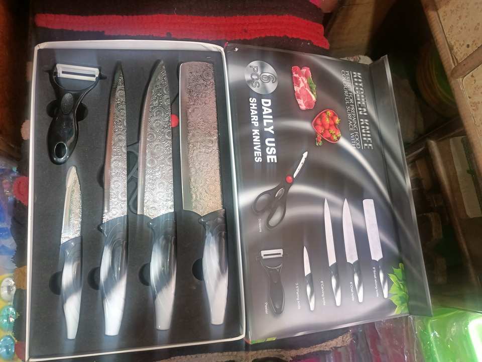 Set(Butcher Knife,Big Knife,Medium Size,Small Knife,Scissor And Peeler) uploaded by Choudhary Traders on 9/5/2022