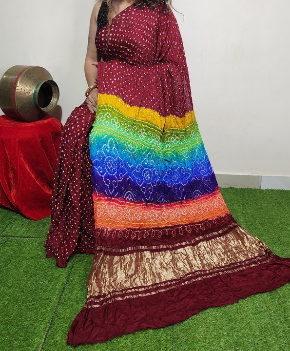Pure gaji silk multi colour saree  uploaded by Block print saree on 9/6/2022