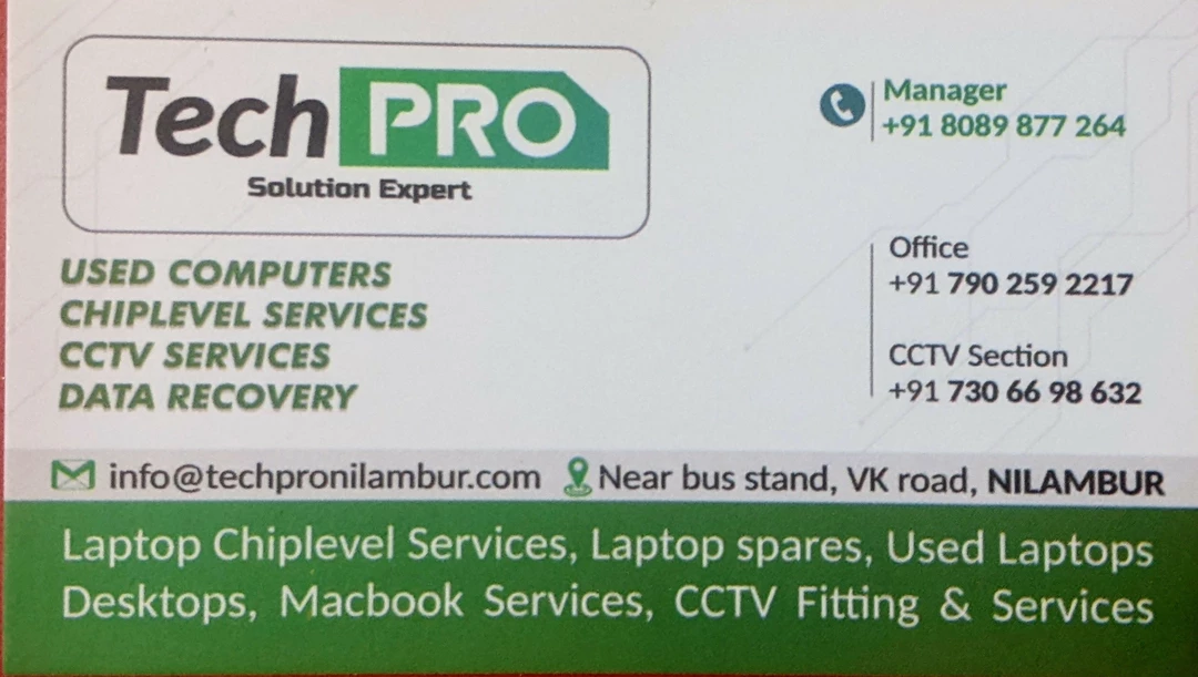 Visiting card store images of techpro solution expert