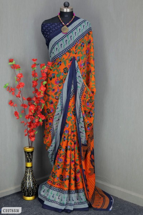 Floral Print Georgette Saree  uploaded by business on 9/6/2022