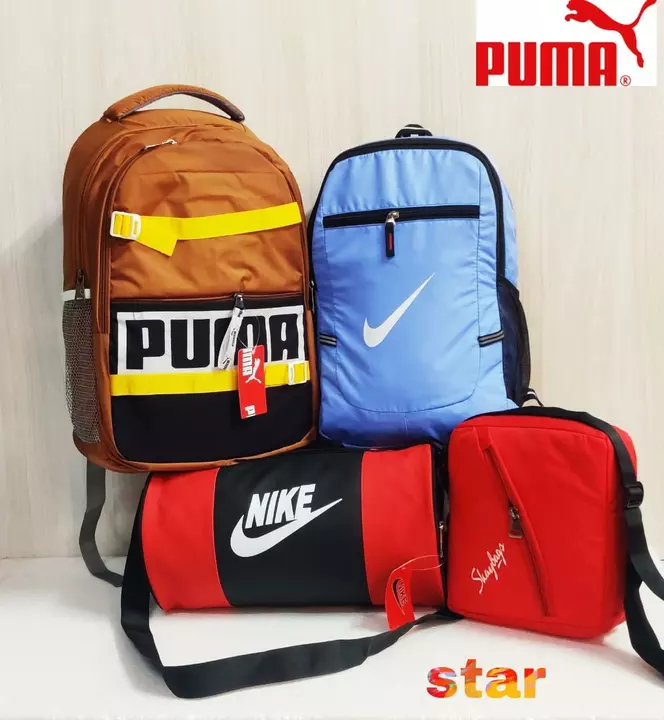 Post image 👉💫 💫💫💫👉🔴 PUMAYBAG BAKPACK COMBO 4 IN ONE👉_🔵BEST QUALITY BAGS_* 👉🔴WATER BOTTLE SLOT GIVEN_*LAPTOP COMPARTMENT👉_🔵SIZE 18 BY 13 INCHE_*👉_🔴SIZE 16 BY 10👉🎾11 BY 10👉🎱 GYM BAG SIZE 16 BY 10*_⚫BEST MATERIAL USED_*💁🏻‍♂🔵@₹₹ *950+$*💫💫💫n