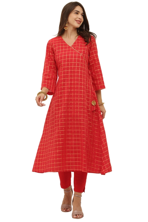 Cotton A line Kurta with lining and tassels on one side of kurta uploaded by Jivitha Creations on 9/6/2022