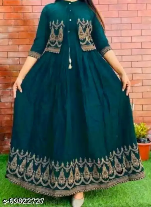 Package: *Full Gown + Jacket* 4colours 👉 blue 👉 green 👉 black 👉marun 👉 
  uploaded by Rd trends fashion on 9/6/2022