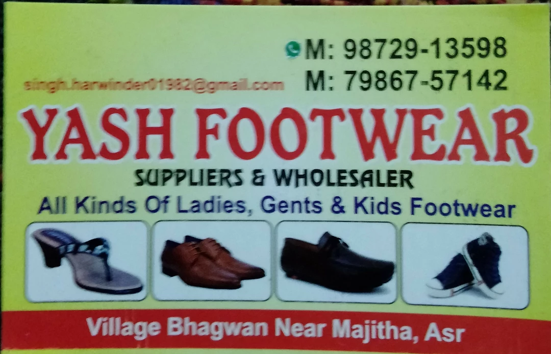 Visiting card store images of Yash footwear