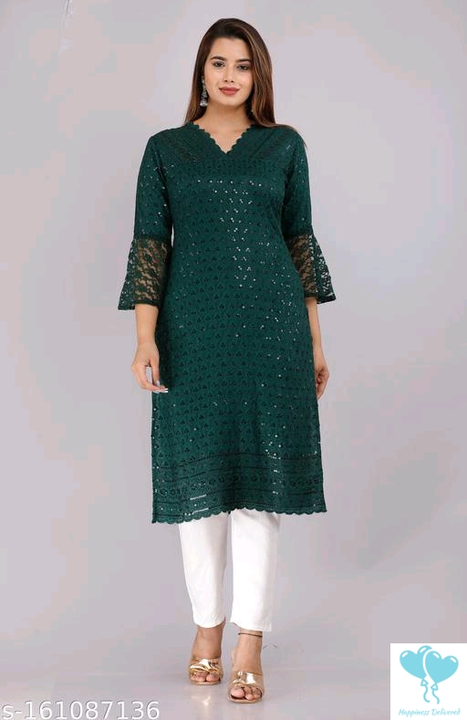 Chikankari work kurti  uploaded by Happiness Delivered on 9/6/2022