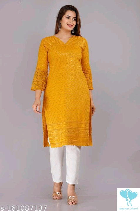 Chikankari work kurti  uploaded by Happiness Delivered on 9/6/2022