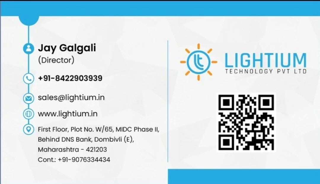 Visiting card store images of Lightium Technology Pvt Ltd