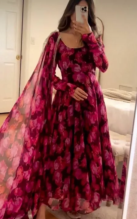 Flower maxi gown with dhuppatta uploaded by business on 9/7/2022