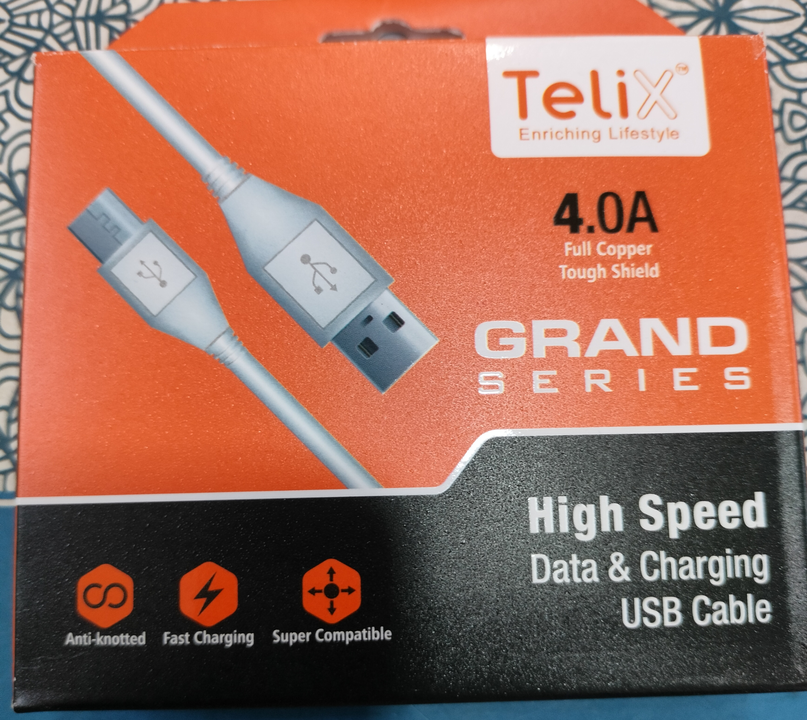 Telix CB1304 4A 2 MTR Type C datacable  uploaded by SRINIKA MOBILE ACCESSORIES  on 9/7/2022