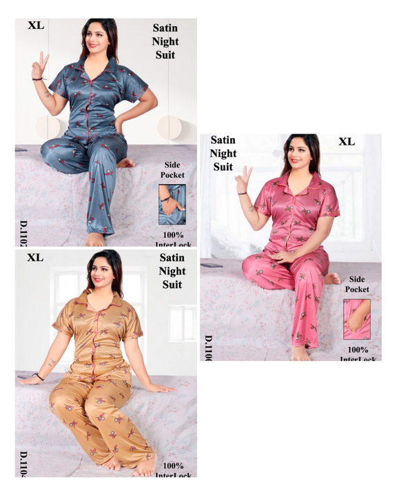 Satin Printed Night Suit uploaded by Jai Ambe Garments on 9/7/2022