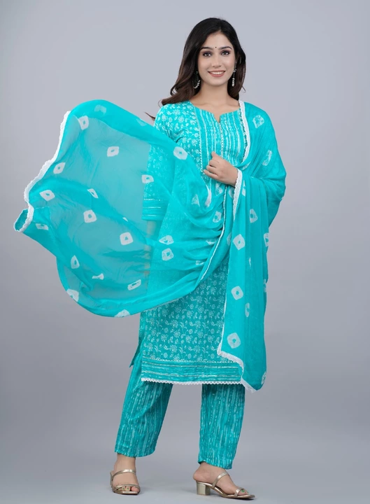 Cotton kurta with pant & dupatta uploaded by Kanak creations on 9/7/2022