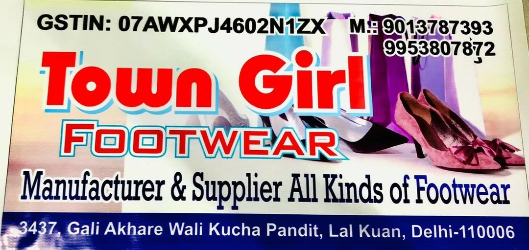 Visiting card store images of Town Girl footwear 