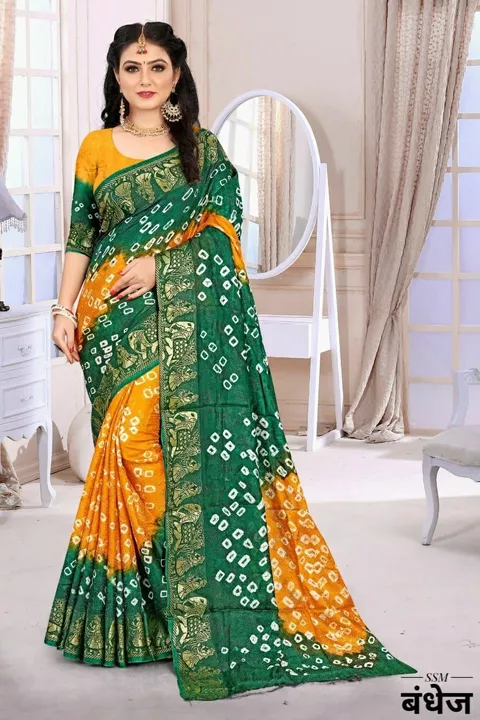 Post image *🛍Price:- ~650/- NEW RATE😍🛍*

*New Bandhani Saree*

*SSM - Dolly*

🔥Fabric:- Art Silk With Zari Waving 
🔥Awesome Heavy Zari Waving Border
🔥Work:- Hend Bandhej
🔥SAREE With Running Blouse
🔥100% Orignal Bandhej Saree 
🔥Best Rate &amp; Best Quality Always
*colors :: 26*

*FULL STOCK READY*

*ALL COLOURS IN FULL STOCK*
====================
     




          
    
====================
*✓Singale Pice Available ✓*
    
*✈️⛵Ready to ship🚢✈️**