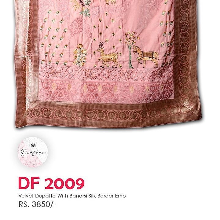 Velvet Dupatta With Silk Border Embroidery DF 2009 uploaded by Anoothi Fashions Pvt Ltd on 12/11/2020