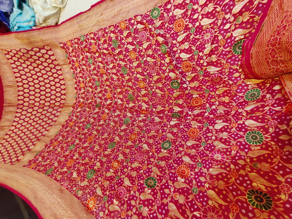Post image Banarasi khaddi chiffon double georgate bhandani silk 100% pure