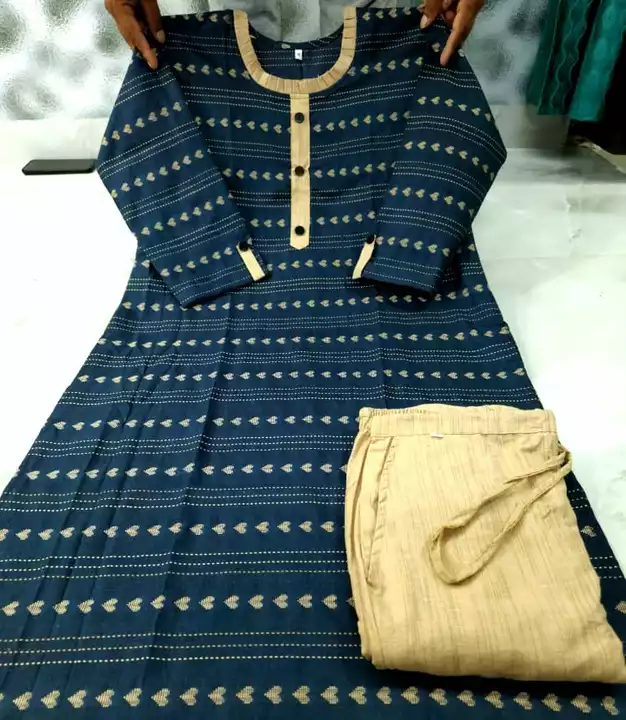 Khadi cotton kurti pant set  uploaded by A R callection on 9/8/2022