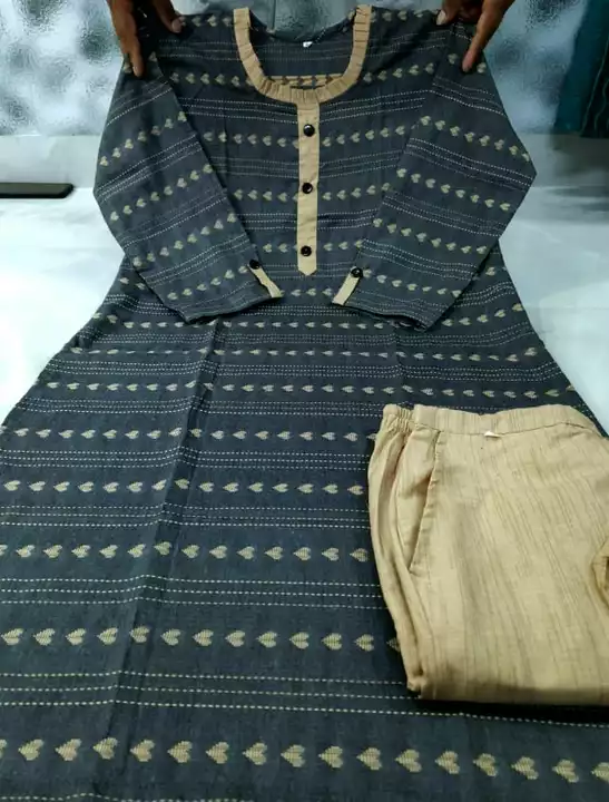 Khadi cotton kurti pant set  uploaded by A R callection on 9/8/2022