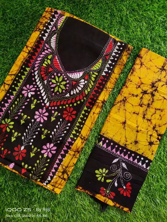 Traditional hand kathastitch batik  suits pieces
 uploaded by Fulia Tant Saree on 9/8/2022
