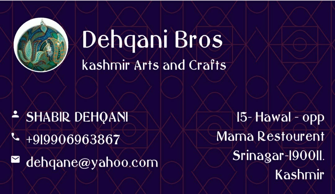 Visiting card store images of Dehqani Bros